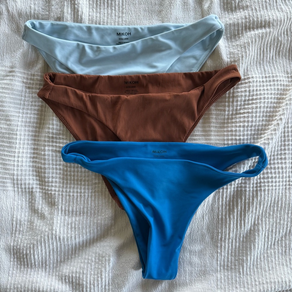 NWOT MIKOH Bottoms Bundle - XL Miyako style, Light Blue, Brown, Blue